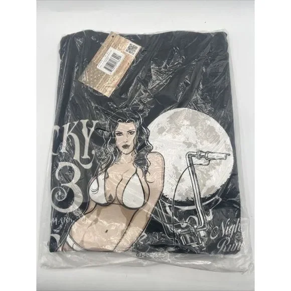 Lucky 13 Night Runner Pin Up Motorcycle Rockabilly Authentic T-Shirt L - 3XL New - Picture 2 of 6